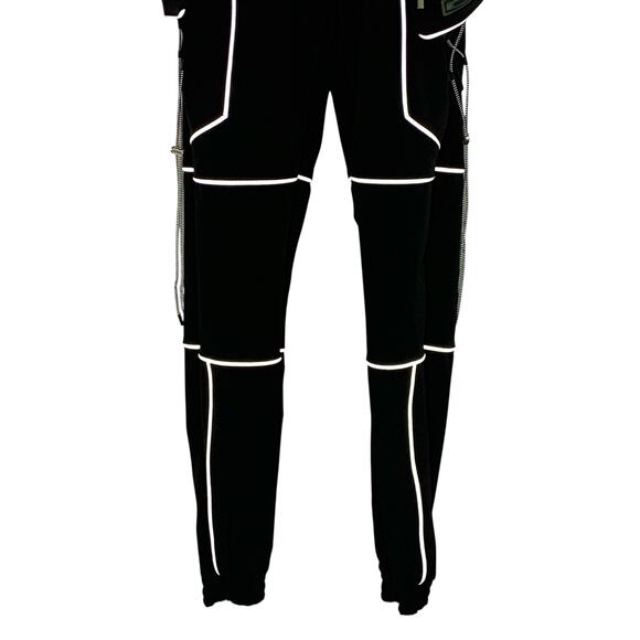 Maniere De Voir 4 Womens Reflective Piped Cargo Pants Black Modern - Picture 6 of 10